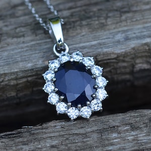 Natural Sapphire Necklace, Alexandrite Necklace with Sapphire, Antique Pendant With Blue Sapphire