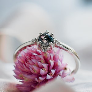 Moss agate engagement ring, Minimalist moss agate ring, Gemstone promise ring