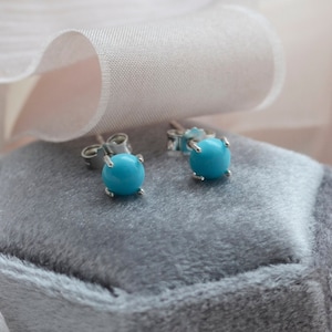 Turquoise earrings studs Genuine turquoise earrings Tiny turquoise earrings