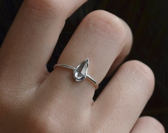 Alternative engagement ring, Salt and pepper diamond ring, Kite engagement ring