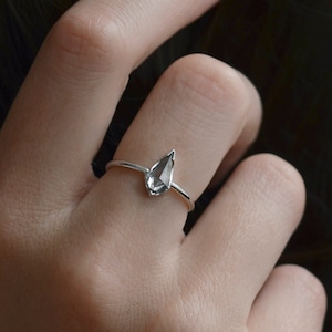 Alternative engagement ring, Salt and pepper diamond ring, Kite engagement ring