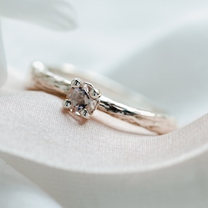 Peach morganite engagement ring, Twig engagement ring with morganite, Nature inspired ring