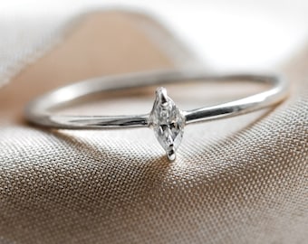 Tiny Marquise diamond ring, Marquise engagement ring, Simple promise ring