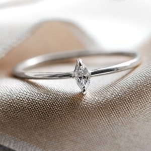 Tiny Marquise diamond ring, Marquise engagement ring, Simple promise ring