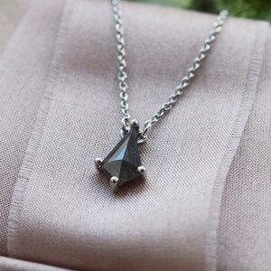 Salt and pepper diamond necklace, Kite salt and pepper diamond, Unique gemstone pendant