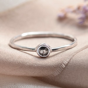 Tiny salt and pepper diamond ring, Alternative engagement ring in minimalist style