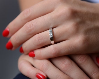 Unusual engagement ring, Real diamond engagement ring, Solitaire engagement ring