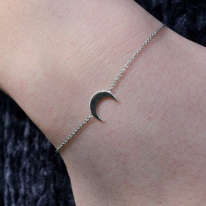 Moon phase bracelet, Solid 14k gold bracelet, Dainty moon bracelet image 6