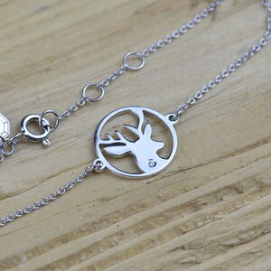 Deer head bracelet, Solid gold deer bracelet, Animal gold bracelet