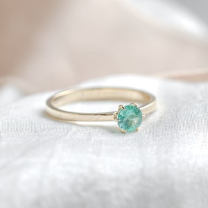 Solitaire natural emerald ring, Simple engagement ring, May birthstone ring image 2