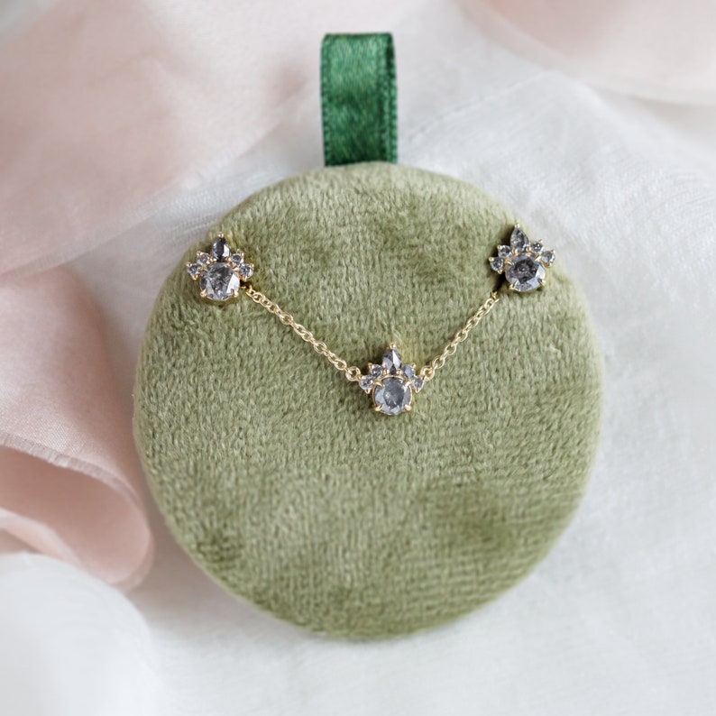 Bridal cluster earrings, Salt and Pepper diamond cluster earrings in Yellow gold 14K image 10