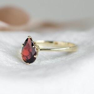 Gold garnet engagement ring Natural garnet ring Red garnet ring image 4