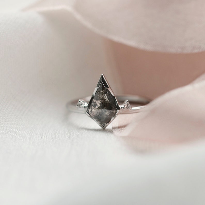 Salt and Pepper Diamond Ring Kite Engagement Ring Three Etsy