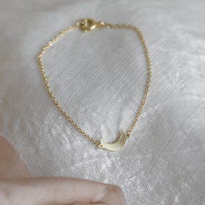 Moon phase bracelet, Solid 14k gold bracelet, Dainty moon bracelet image 7