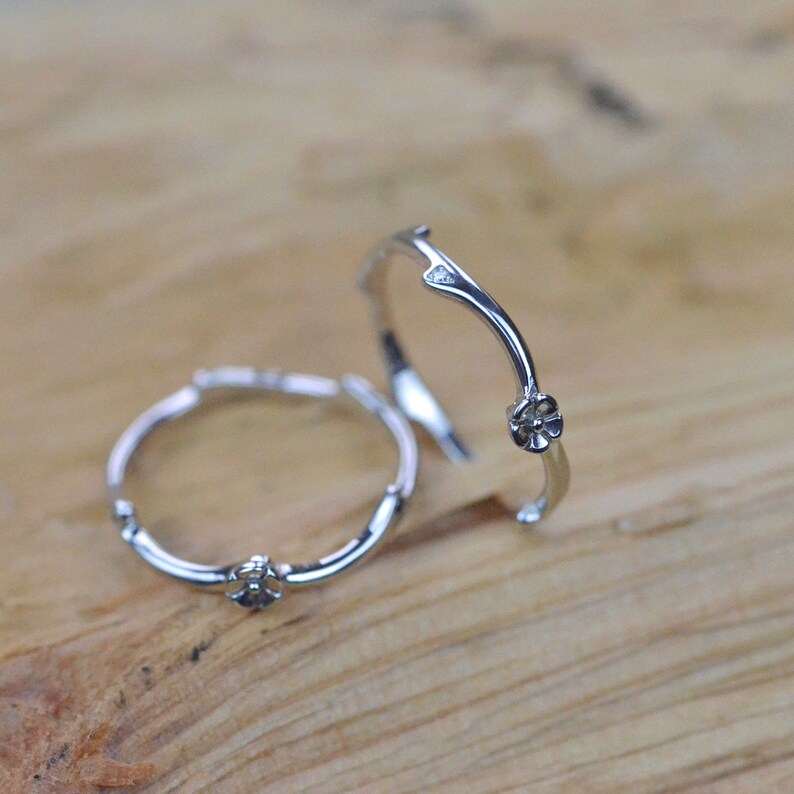 Cherry blossom ring Original ring with diamonds Floral dainty ring