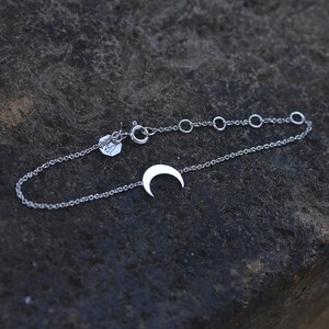 Moon phase bracelet, Solid 14k gold bracelet, Dainty moon bracelet image 4