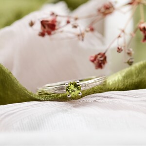 Tree engagement ring with peridot Solid gold genuine gemstone ring Floral band ring image 5