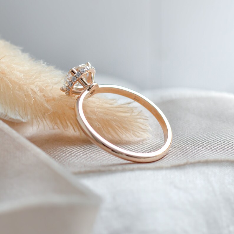 Luxury 1ct Moissanite ring, Solitaire Moissanite engagement ring in Rose gold 14K image 9