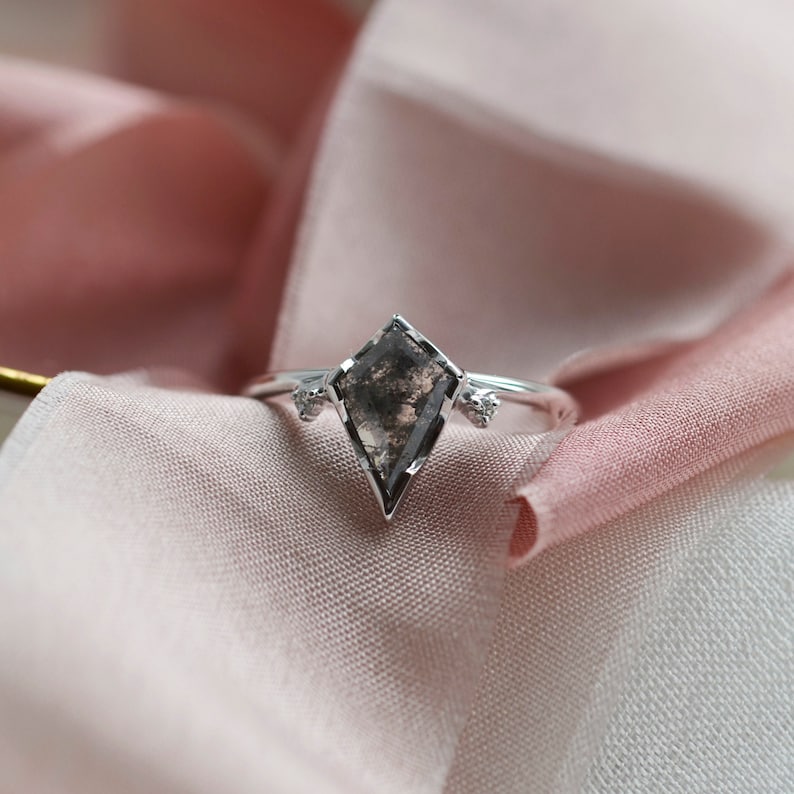 Salt and Pepper Diamond Ring Kite Engagement Ring Three Etsy