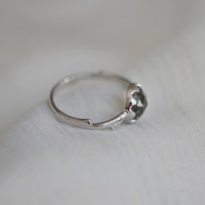 Art deco flower ring, Black rutilated quartz ring, Flower engagement ring, Alternative engagement ring image 6