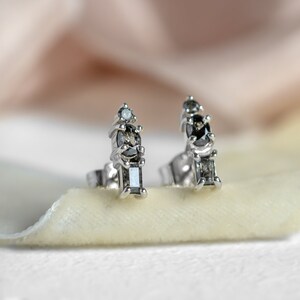 Salt and pepper diamond drop earrings, Multi stone earrings, Modern diamond earrings image 9