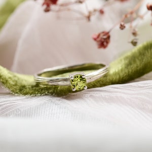 Tree engagement ring with peridot Solid gold genuine gemstone ring Floral band ring image 9