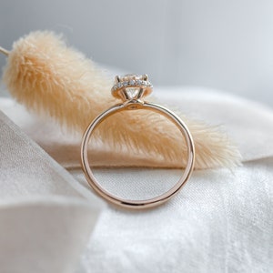 Luxury 1ct Moissanite ring, Solitaire Moissanite engagement ring in Rose gold 14K image 6