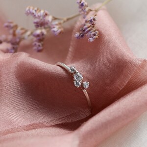 Cluster diamond engagement ring Multi diamond ring Dainty 14K gold engagement ring image 8