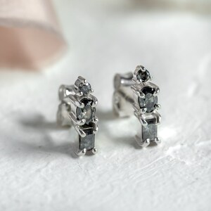 Salt and pepper diamond drop earrings, Multi stone earrings, Modern diamond earrings image 3