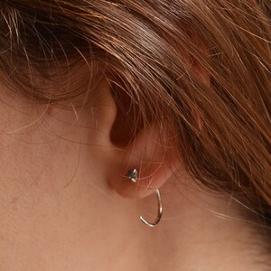 Tiny diamond earrings Gold hugging hoops Salt and pepper diamond earrings image 2
