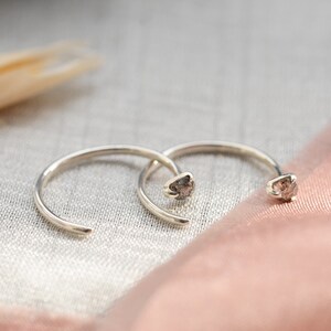 Tiny diamond earrings Gold hugging hoops Salt and pepper diamond earrings image 6