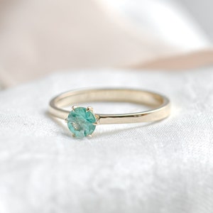 Solitaire natural emerald ring, Simple engagement ring, May birthstone ring image 8