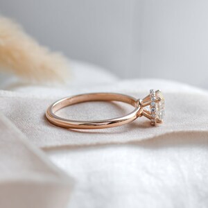 Luxury 1ct Moissanite ring, Solitaire Moissanite engagement ring in Rose gold 14K image 8