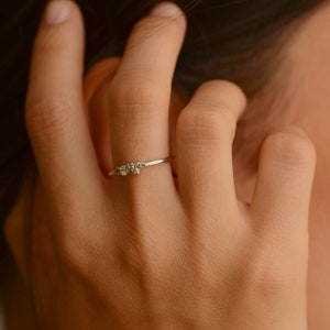 Tiny diamond ring, Diamond cluster ring, Salt and pepper diamond ring, Small diamond ring, Cluster engagement ring image 7