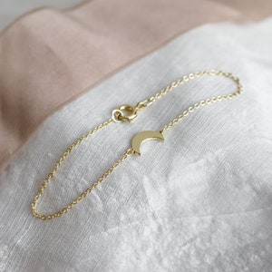 Moon phase bracelet, Solid 14k gold bracelet, Dainty moon bracelet image 2