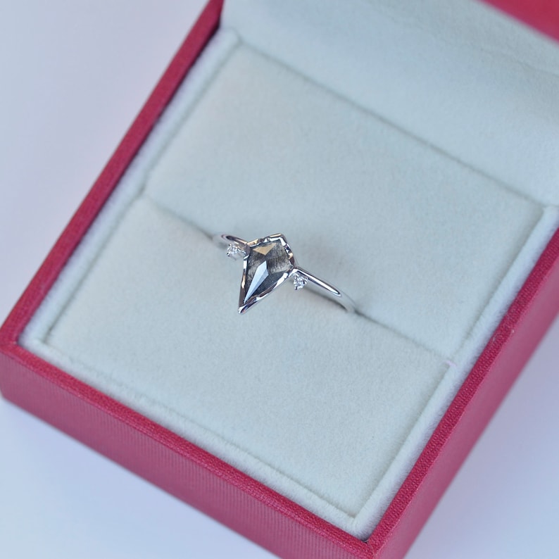 Salt and Pepper Diamond Ring Kite Engagement Ring Three Etsy