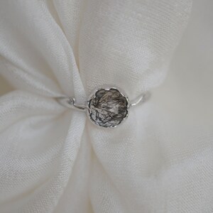 Art deco flower ring, Black rutilated quartz ring, Flower engagement ring, Alternative engagement ring image 5