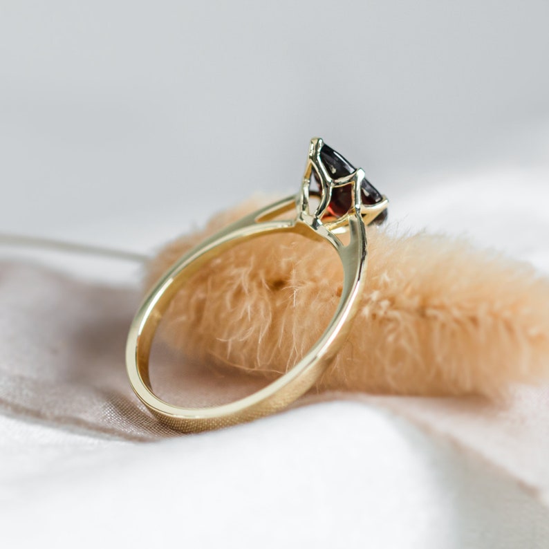Gold garnet engagement ring Natural garnet ring Red garnet ring image 9