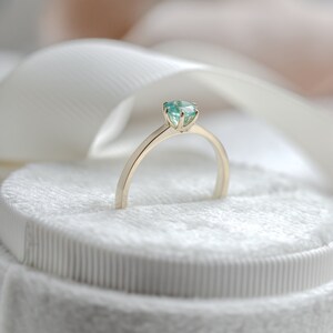 Solitaire natural emerald ring, Simple engagement ring, May birthstone ring image 10