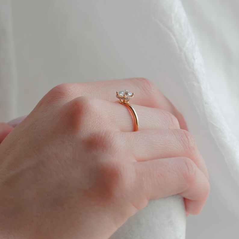 Luxury 1ct Moissanite ring, Solitaire Moissanite engagement ring in Rose gold 14K image 5