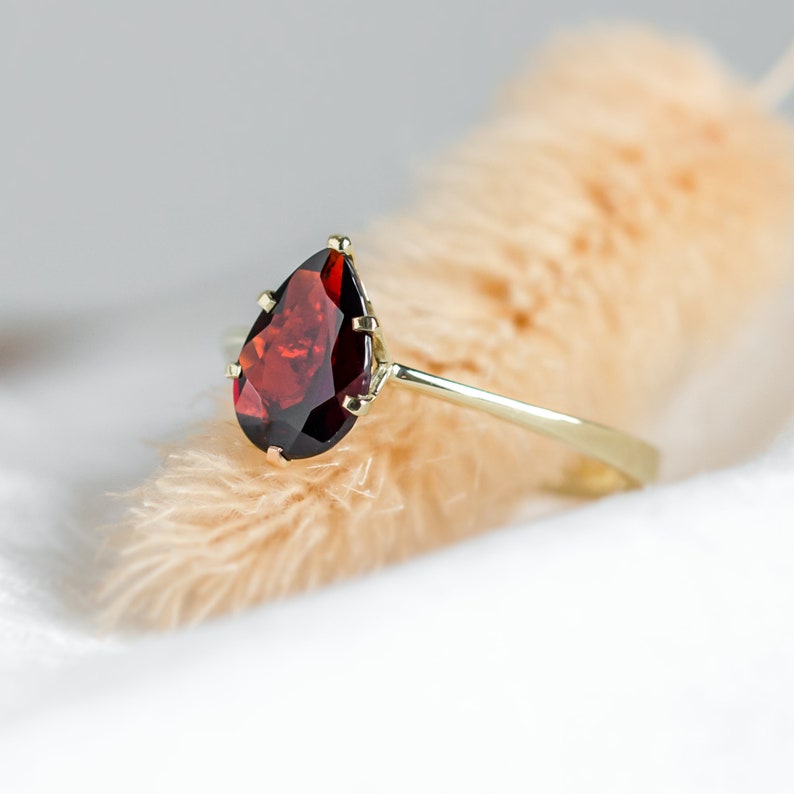 Gold garnet engagement ring Natural garnet ring Red garnet ring image 8