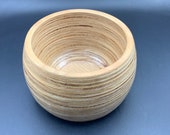 Vintage Marine Plywood Round Carved Bowl, Layered Wood