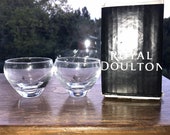 Pair of Royal Doulton Clear Hand Cut Crystal Salt Sauce Pots