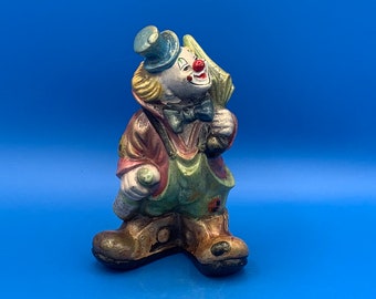 Quirky Hand Painted Vintage Clown Figurine 19.7cm