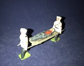 1940 39 s - 60 39 s Painted British Lead Battlefield Stretcher - Bearer and injured