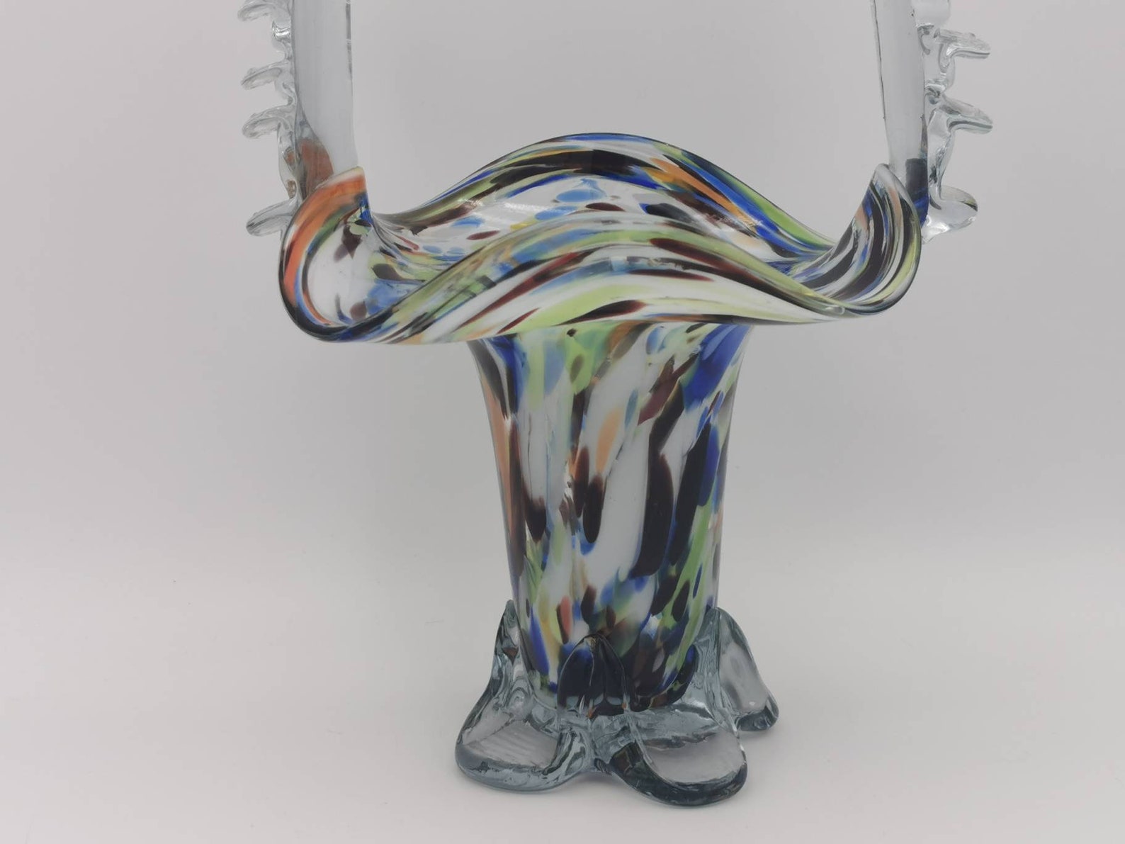 Antique Murano Glass Basket Vase Multi Colour Pontil Mark on Etsy