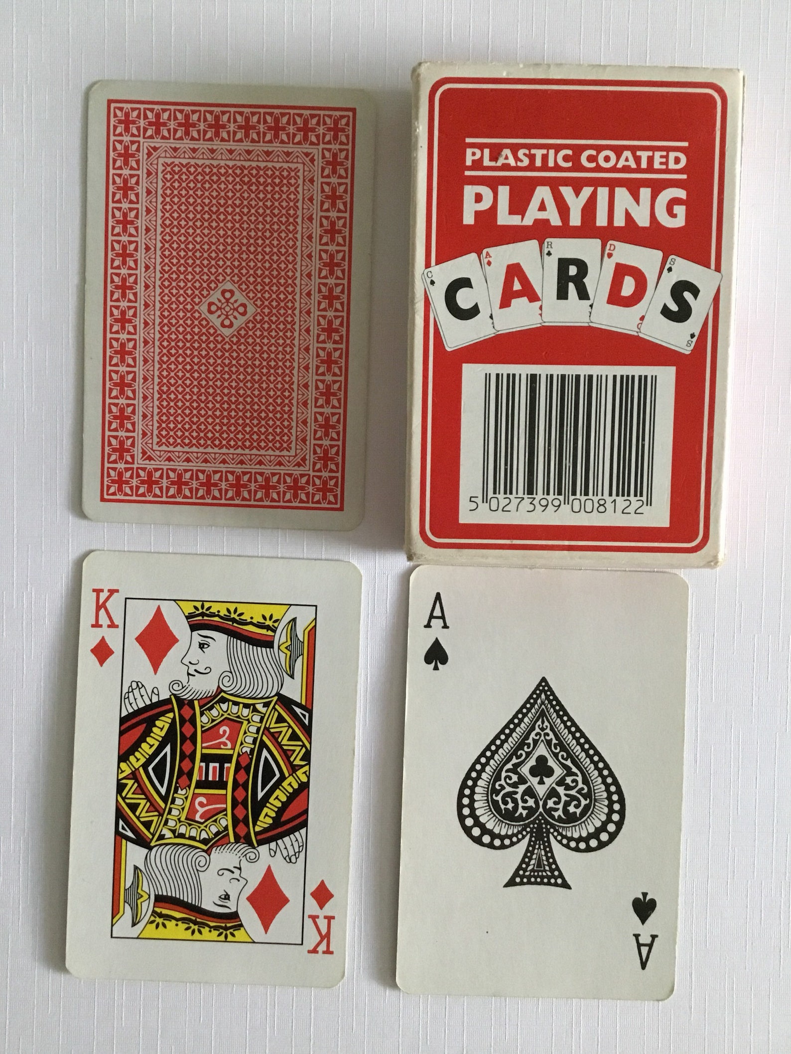 Red Back Plastic Coated Playing Cards Boxed Deck Etsy