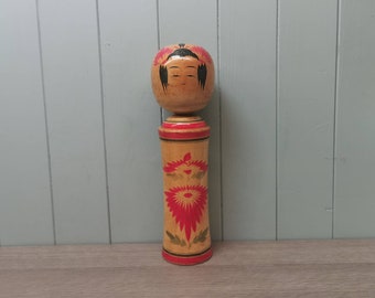 Vintage Japanese Wooden Kokeshi Doll, Hand Made & Painted in Japan, 30cm