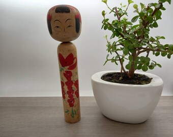 Vintage Japanese Wooden Kokeshi Doll 30cm, Signed base