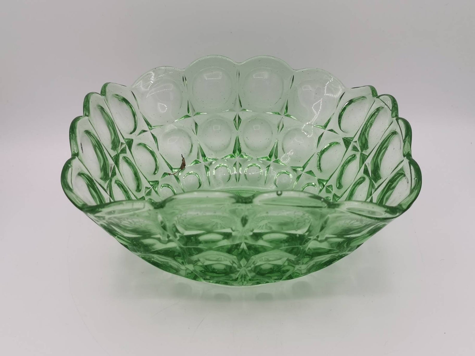 Large Vintage Green Glass Fruit Bowl 22cm Square Etsy